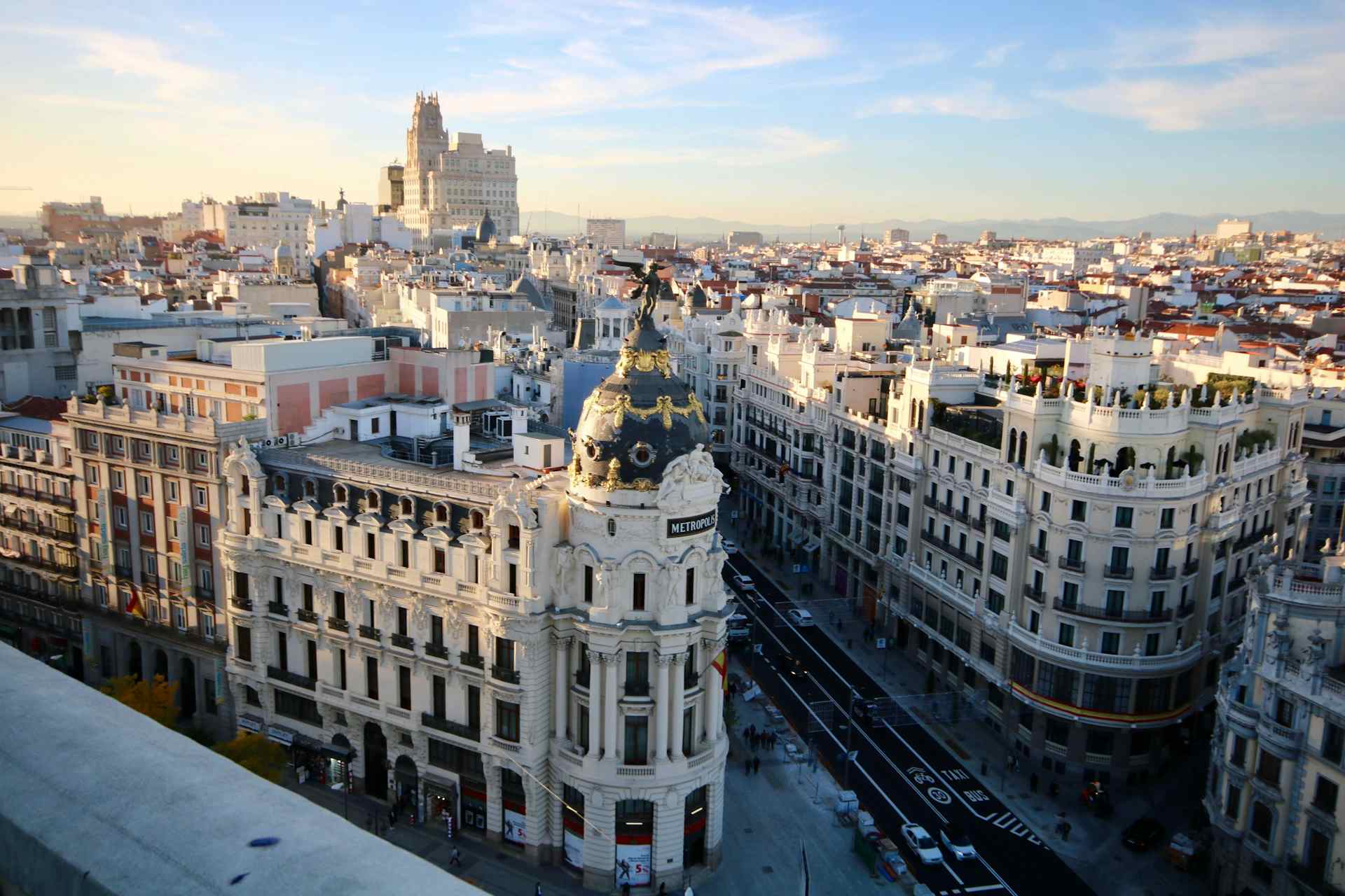 Vista aérea del Paseo de la castellana de Madrid